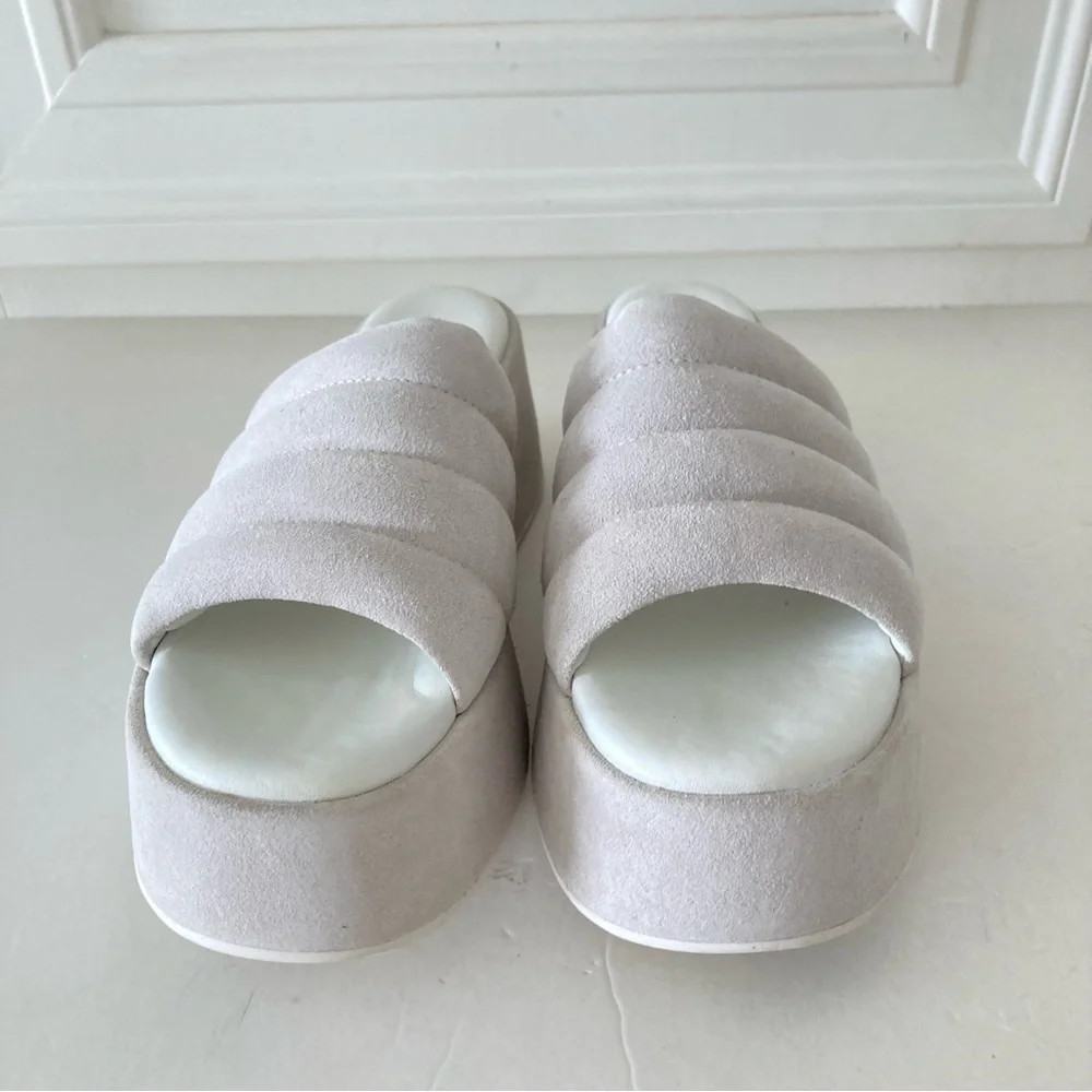 NWOT Free People Almost Paradise Suede Slip On Platforms White